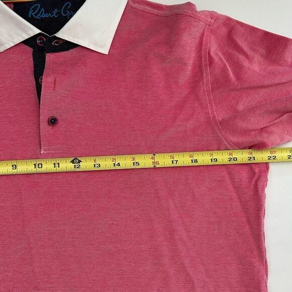 Robert Graham Red Pink 100% Cotton Short Sleeve Polo Shirt Size Medium - Picture 4 of 9